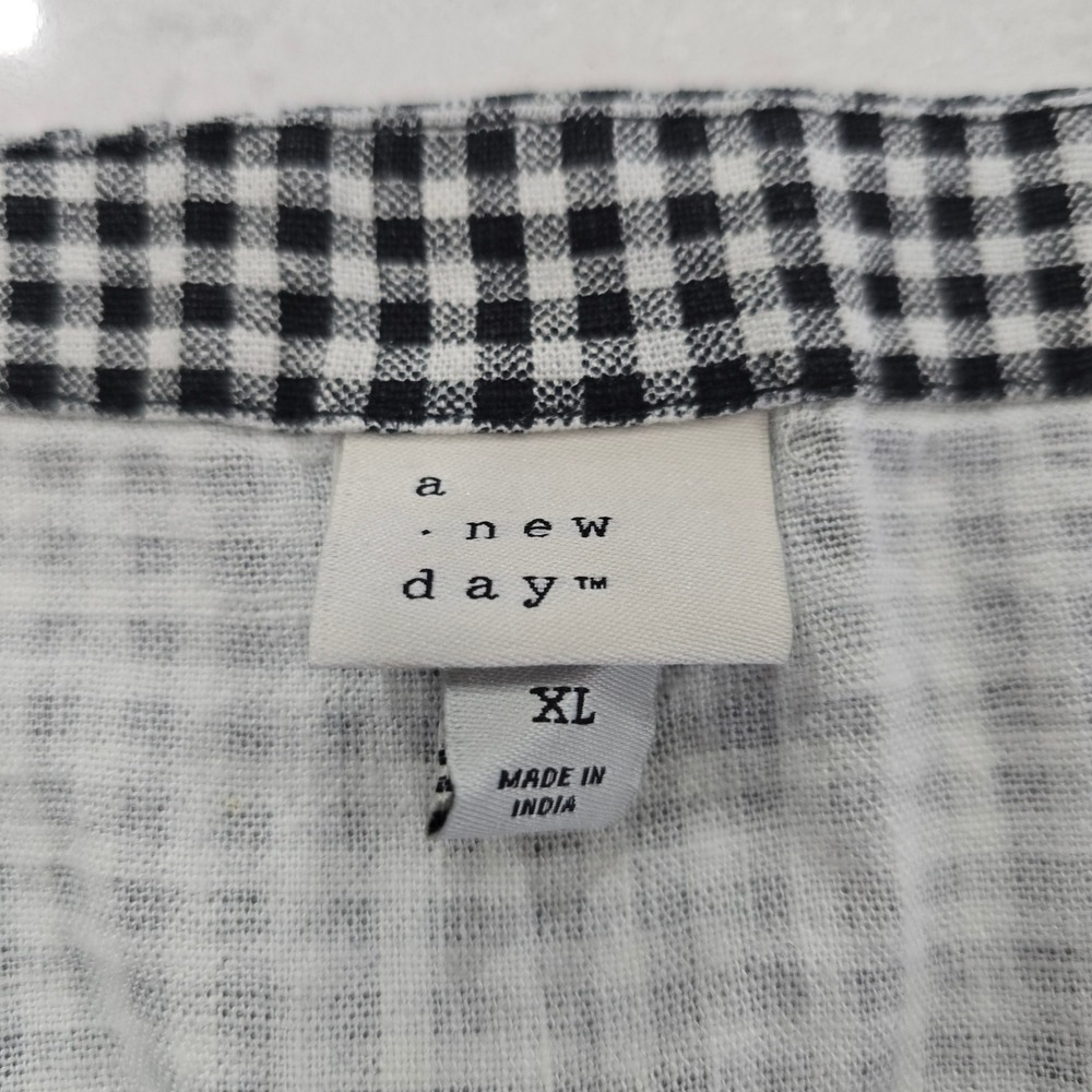 A New Day Gingham Linen Blend Tank Top Square Neck Coquette Picnic Aesthetic XL - Picture 5 of 5